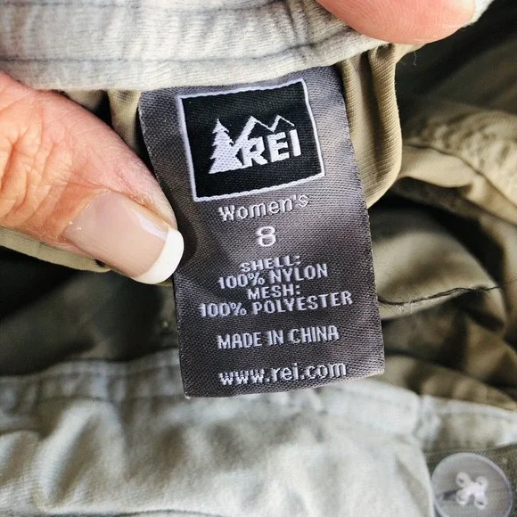 REI Womens Sz 8 Convertible Hiking Trail Nylon Khaki Pants To Shorts W/zipperEUC - Picture 9 of 12